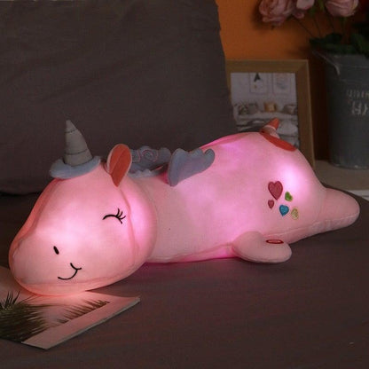 Leuchtendes Einhorn Plüschtier | Kuscheliger Begleiter | Regenbogen LED-Lichter | Ideales Geschenk für Kinder