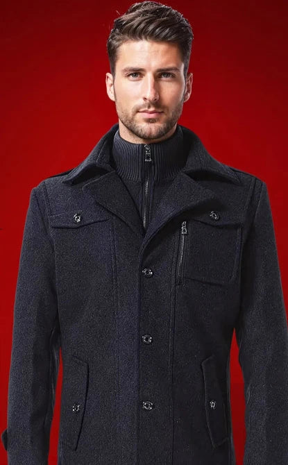 Men's Double Collar Jacket | Woolen Cloth