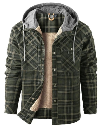 Men's Thickened Hooded Jacket | Plaid