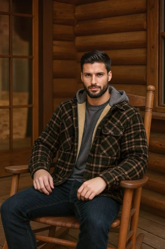 Men's Thickened Hooded Jacket | Plaid