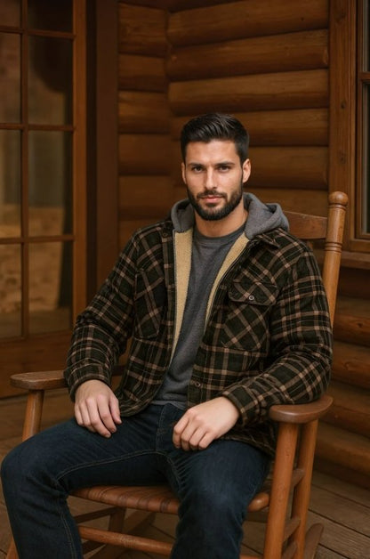 Men's Thickened Hooded Jacket | Plaid