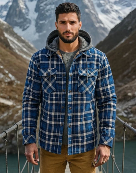 Men's Thickened Hooded Jacket | Plaid