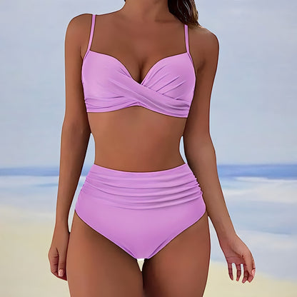 Damen Hoch Tailliert Bikini-Set | Push-Up