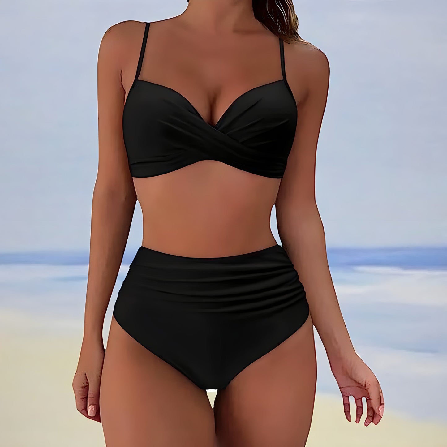 Damen Hoch Tailliert Bikini-Set | Push-Up