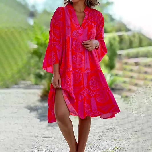 Damen V-Ausschnitt Strandkleid | Midi