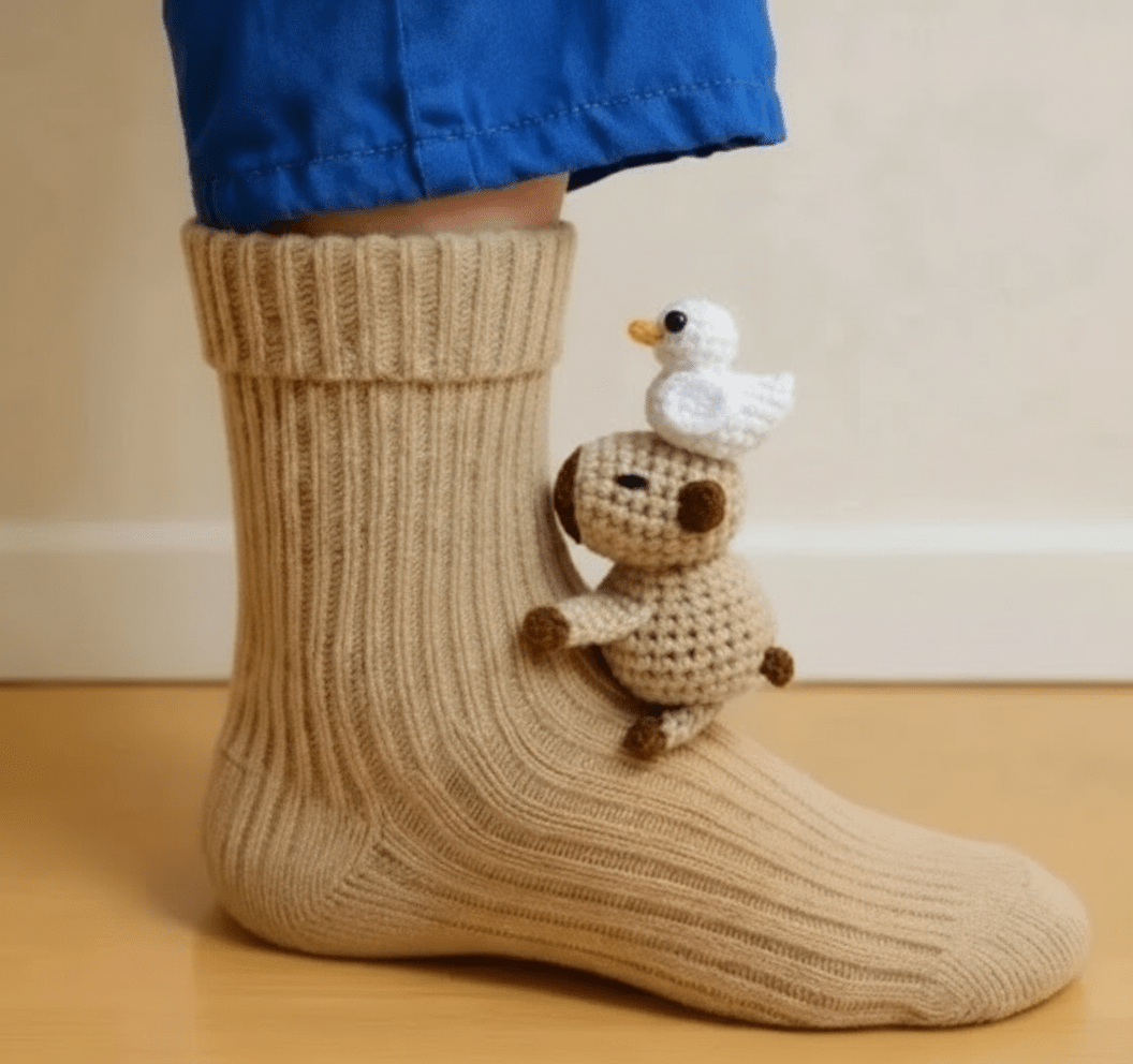 Gemütliche Haussocken mit adorablen 3D-Tierdesign und sicherer rutschfester Sohle