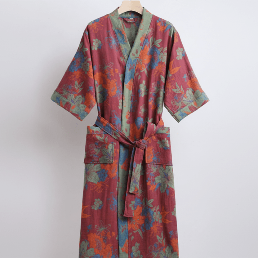 Kimono-Bademantel aus Bio-Baumwolle für atmungsaktiven Komfort