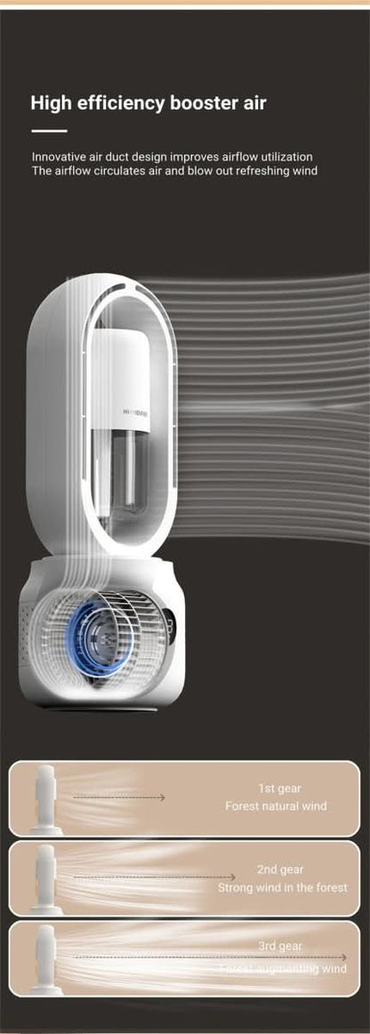 Tragbarer messerfreier Ventilator mit Luftbefeuchter und Nachtlicht für erfrischenden Komfort