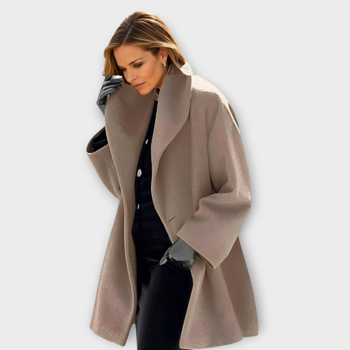 Women's Loose Woolen Coat | Hooded