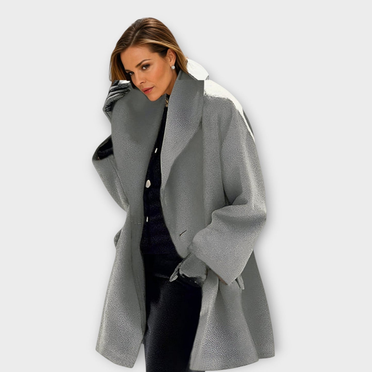 Women's Loose Woolen Coat | Hooded