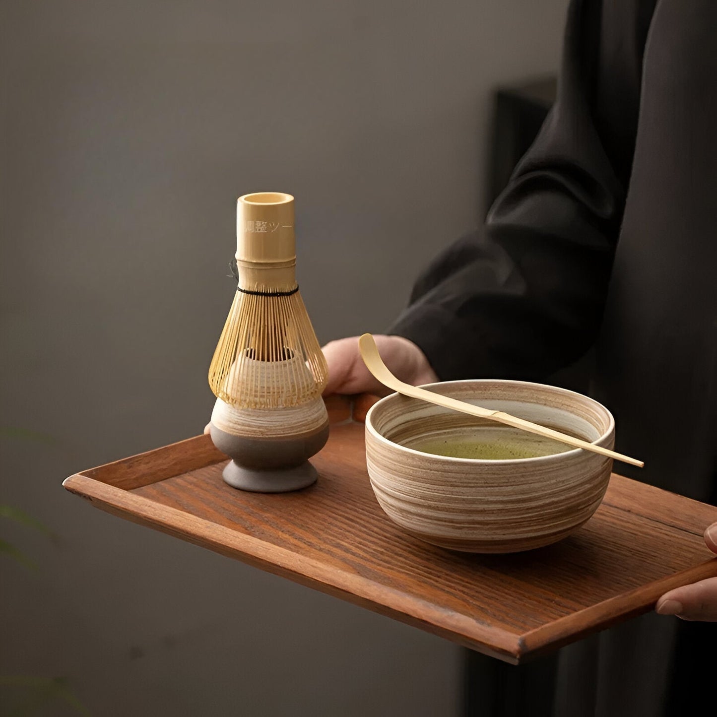 4-teiliges Matcha-Tee-Set mit Bambusbesen | Ideal für traditionelle Teezeremonie