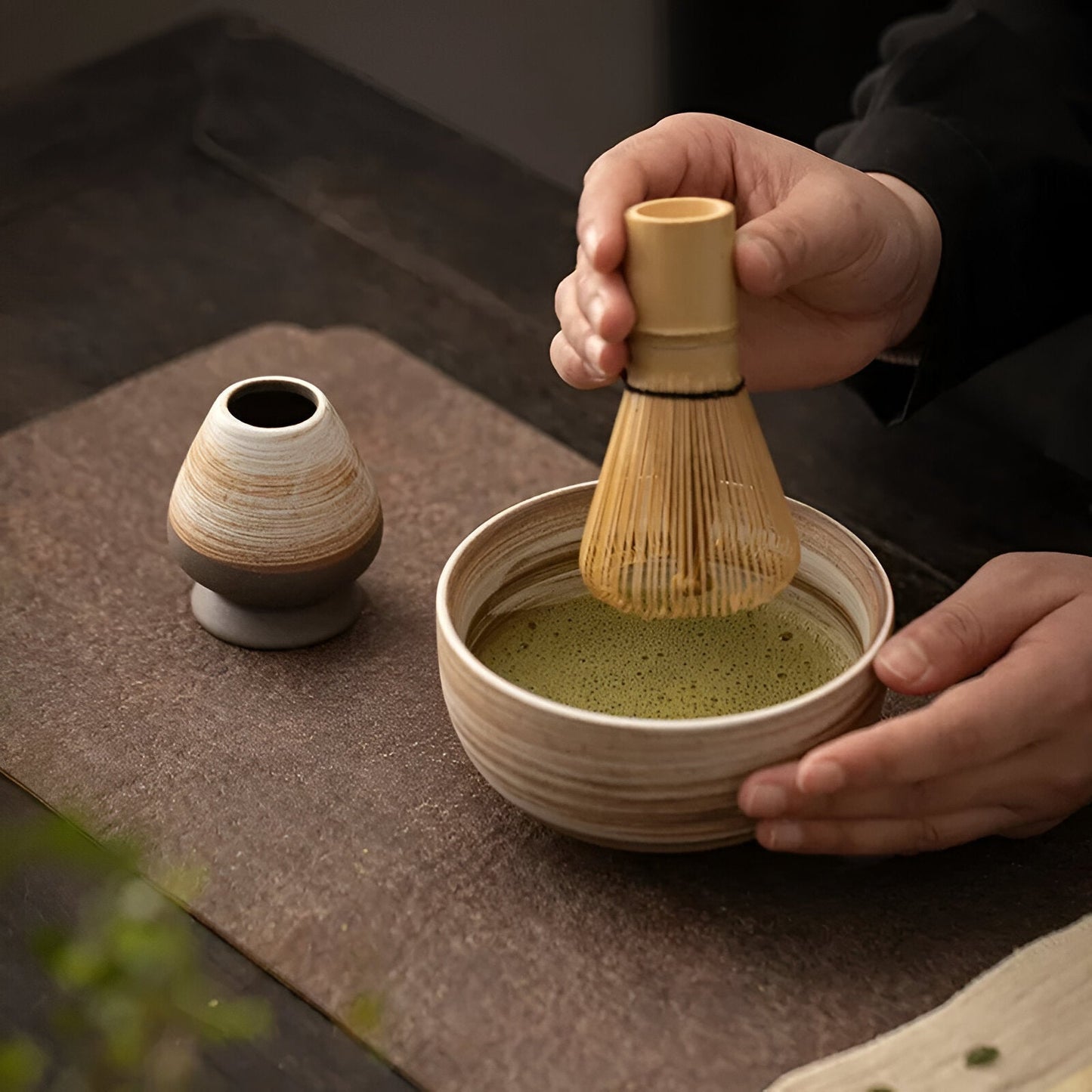 4-teiliges Matcha-Tee-Set mit Bambusbesen | Ideal für traditionelle Teezeremonie