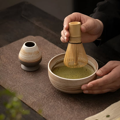 4-teiliges Matcha-Tee-Set mit Bambusbesen | Ideal für traditionelle Teezeremonie