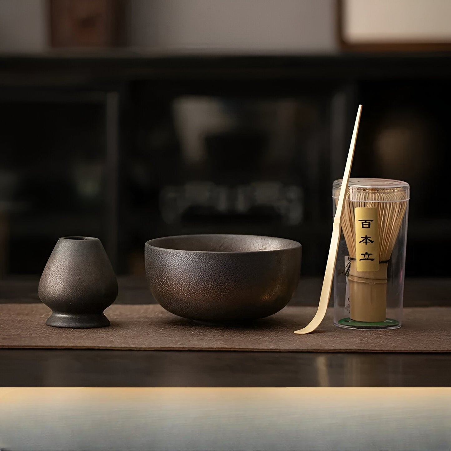 4-teiliges Matcha-Tee-Set mit Bambusbesen | Ideal für traditionelle Teezeremonie