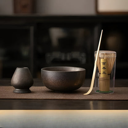 4-teiliges Matcha-Tee-Set mit Bambusbesen | Ideal für traditionelle Teezeremonie