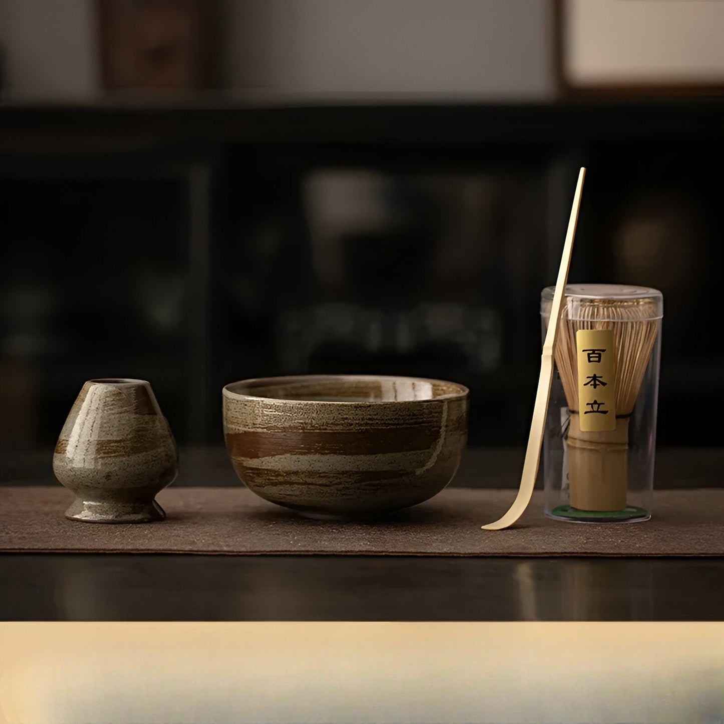 4-teiliges Matcha-Tee-Set mit Bambusbesen | Ideal für traditionelle Teezeremonie