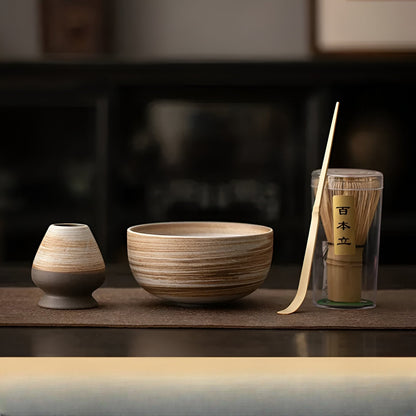 4-teiliges Matcha-Tee-Set mit Bambusbesen | Ideal für traditionelle Teezeremonie