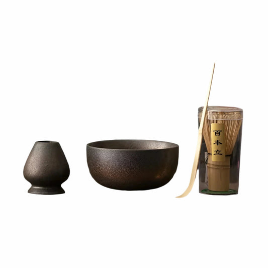 4-teiliges Matcha-Tee-Set mit Bambusbesen | Ideal für traditionelle Teezeremonie