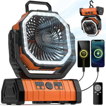 20000mAh Tragbarer Campingventilator mit LED-Licht und Powerbank
