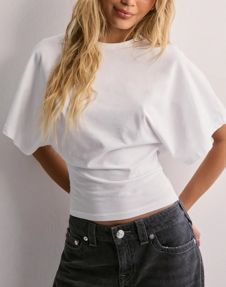 Damen Lässiges Kurzes T-Shirt | Rundhalsausschnitt