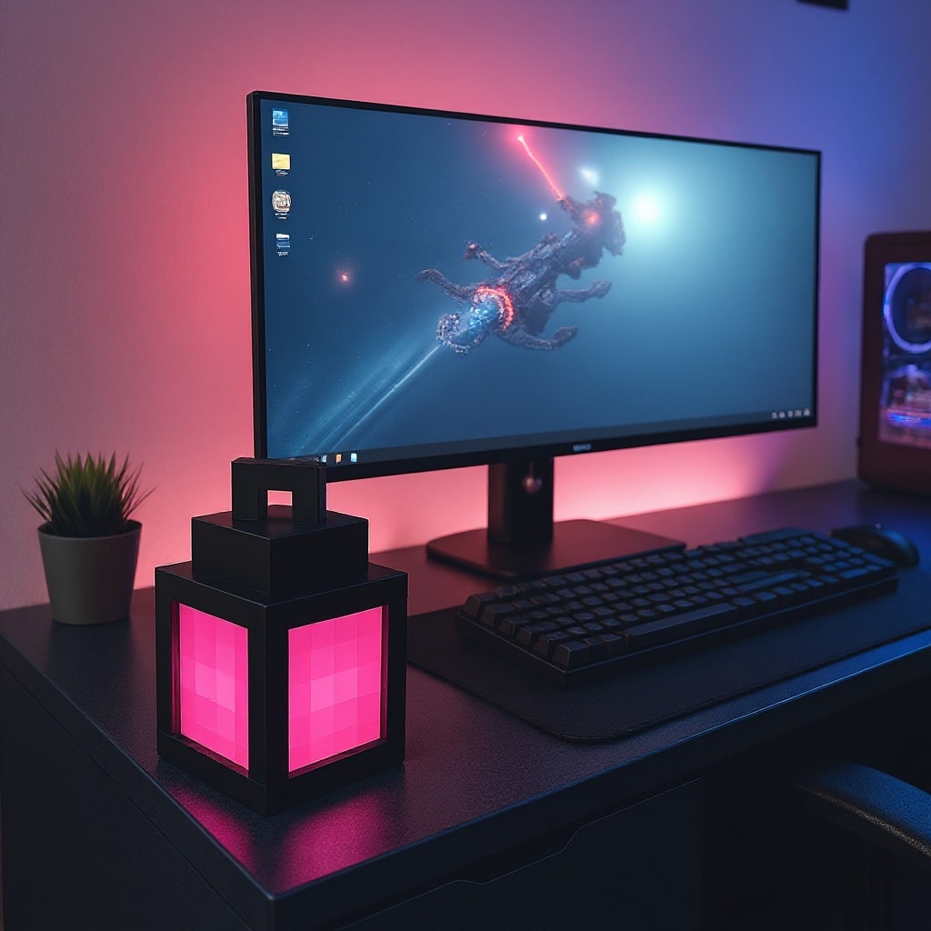 Drahtlose Tischlampe | Nachttischlicht | Innenwandleuchte | Pixel-inspiriertes Design