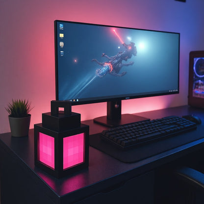 Drahtlose Tischlampe | Nachttischlicht | Innenwandleuchte | Pixel-inspiriertes Design