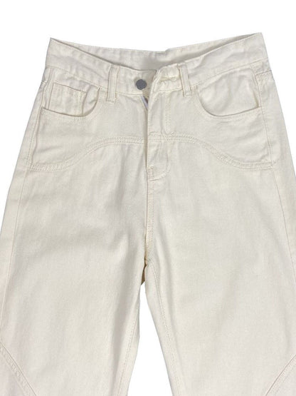Weiße Vintage Baggy Boyfriend Jeans mit Splice
