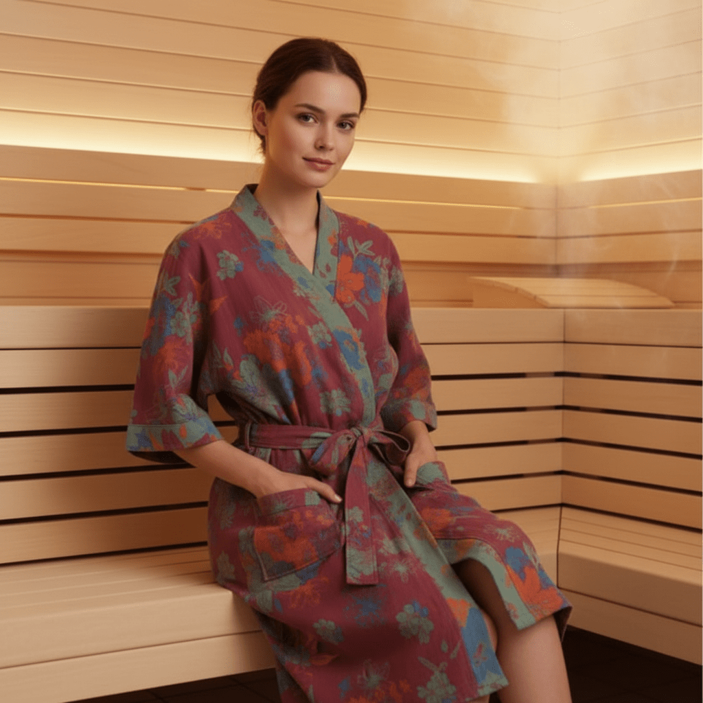 Kimono-Bademantel aus Bio-Baumwolle für atmungsaktiven Komfort