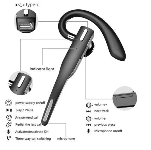 Dual-Mikrofon Wireless Bluetooth 5.1 Noise Cancelling Trucker Headset/Ohrstück
