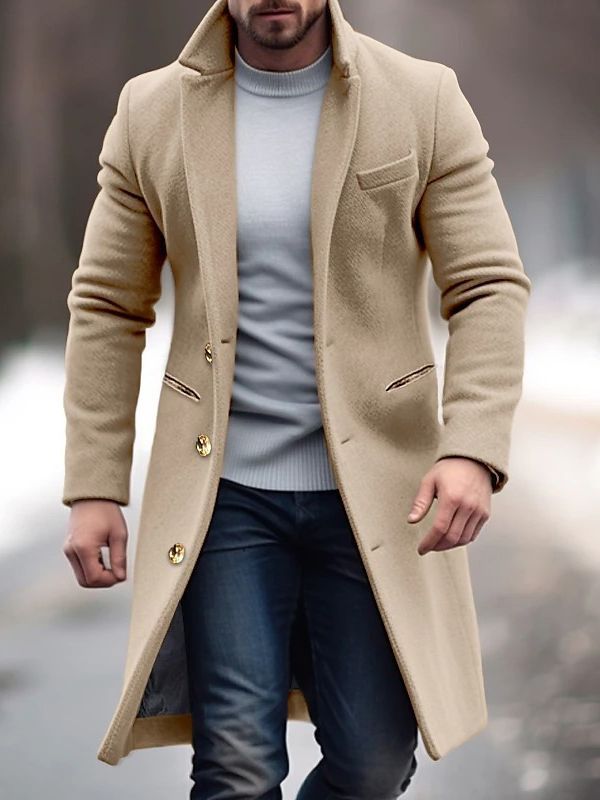 Men's Single-Breasted Coat | Woolen Coat
