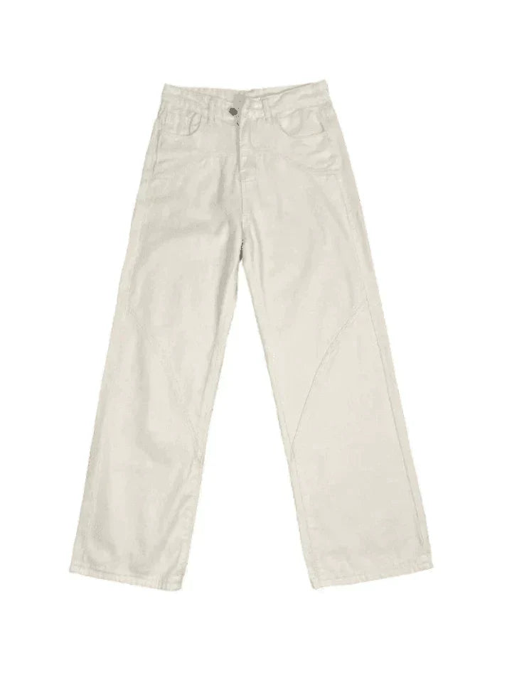 Weiße Vintage Baggy Boyfriend Jeans mit Splice