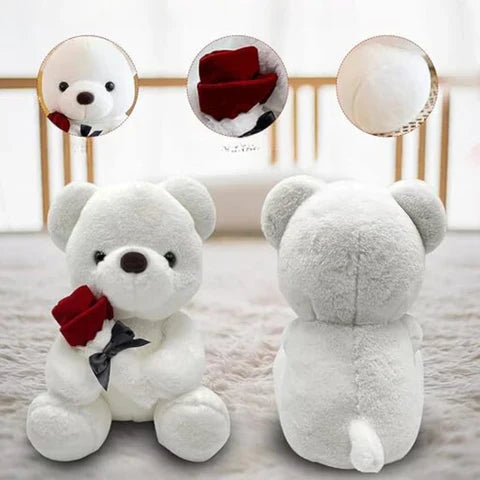 Liebesumarmung Teddy Bär mit Rose
