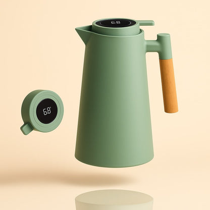 Thermokaraffe mit Temperaturanzeige | 1 Liter Isolierkanne für Kaffee & Tee