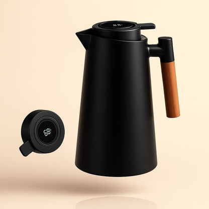 Thermokaraffe mit Temperaturanzeige | 1 Liter Isolierkanne für Kaffee & Tee