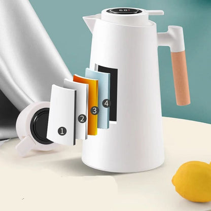 Thermokaraffe mit Temperaturanzeige | 1 Liter Isolierkanne für Kaffee & Tee