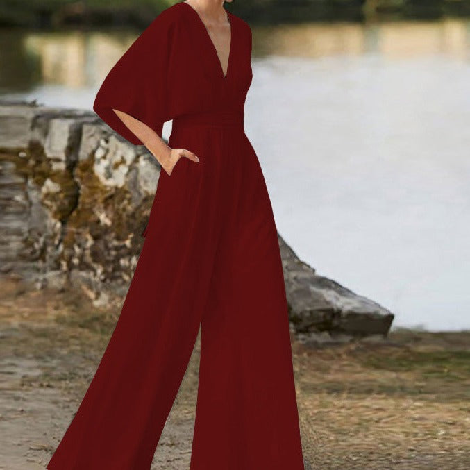 Women's V-Neck Jumpsuits | Elegant