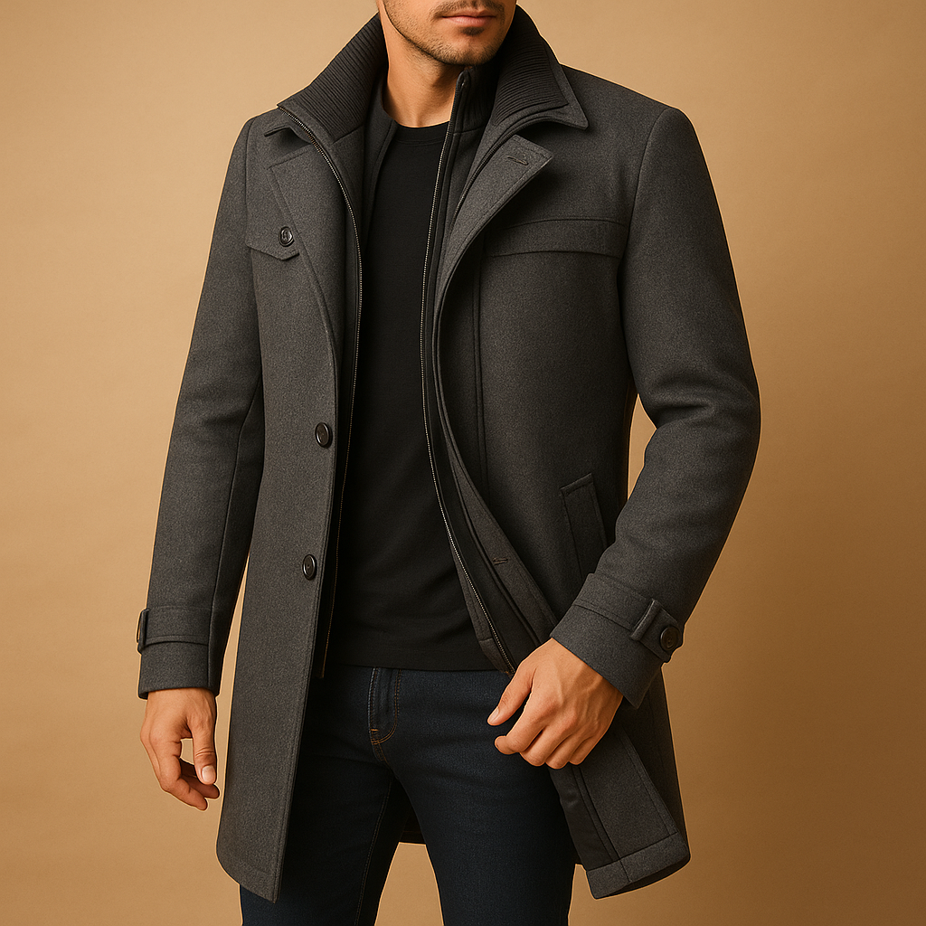 Men's Waterproof Coat | Double Collar