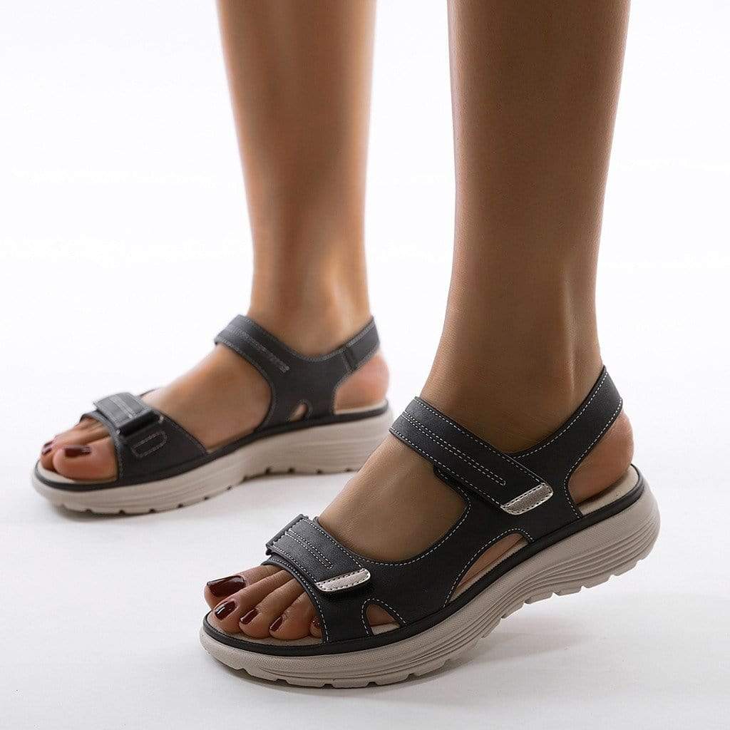 Damen Lässig Plateau Sandalen | mit Klettverschluss